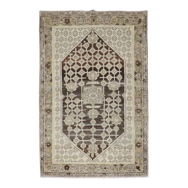 Zabihi Collection Brown Persian Malayer Small Rug For Sale