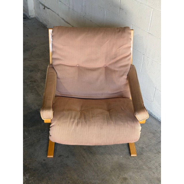 Mid-Century Modern Beechwood Bentwood Lounge Chair With Dusty Pink Upholstery Mid-Century Modern 1970s For Sale - Image 3 of 10