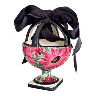 Art Deco Era Ditmar Urbach Hand Painted Basket For Sale
