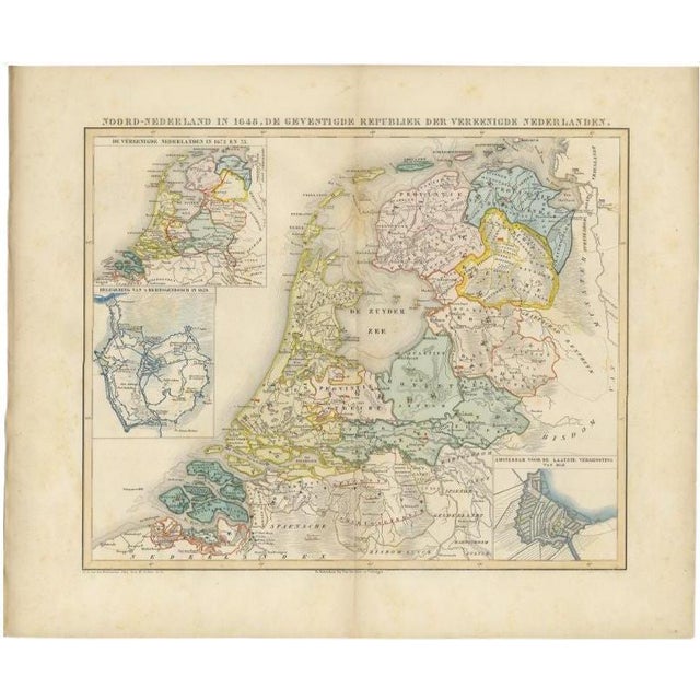 Mid 19th Century Antique Map of the Netherlands in 1648, 1855 For Sale - Image 5 of 5