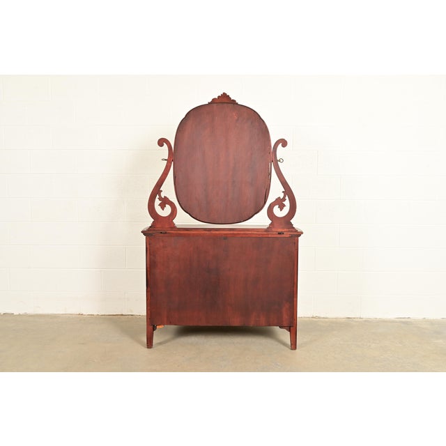 Early Widdicomb Antique Victorian Carved Mahogany Serpentine Front Dresser With Mirror, Circa 1890s For Sale - Image 17 of 18