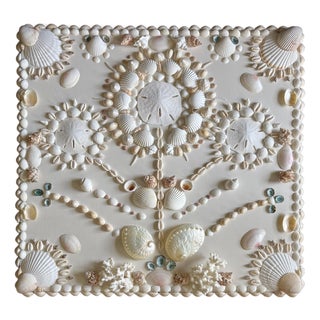 Ivory Shell Panel 19x20”, Coastal Luxury Wall Art Panel For Sale