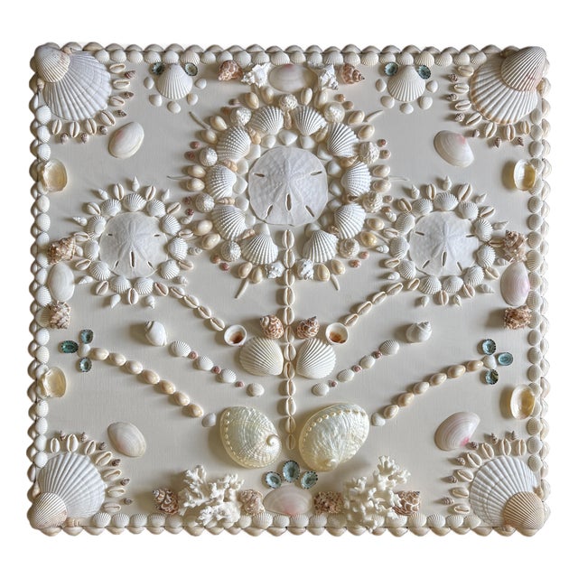 Ivory Shell Panel 19x20”, Coastal Luxury Wall Art Panel For Sale