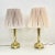 1970s-80s Laurel Lamp Co Footed Brass Lamp Pair With Original Op Art Pleated Shades For Sale - Image 13 of 13