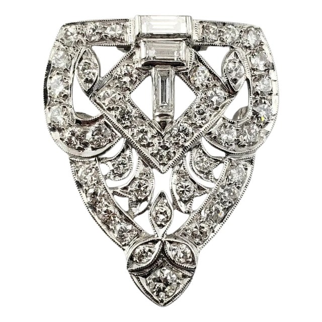 Mid 20th Century Platinum/Palladium Diamond Shield Brooch/Pendant For Sale