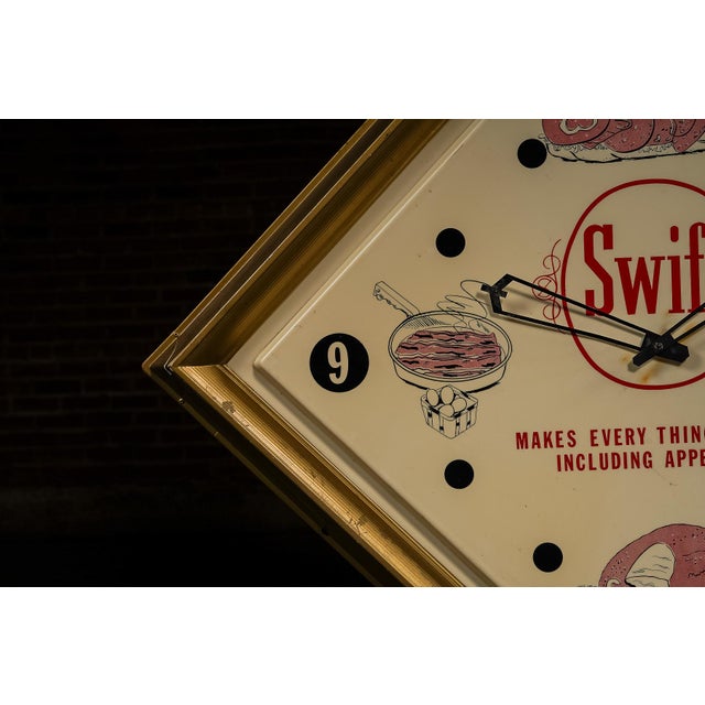 White Vintage Swift Meats Large-Format Advertising Wall Clock For Sale - Image 8 of 10