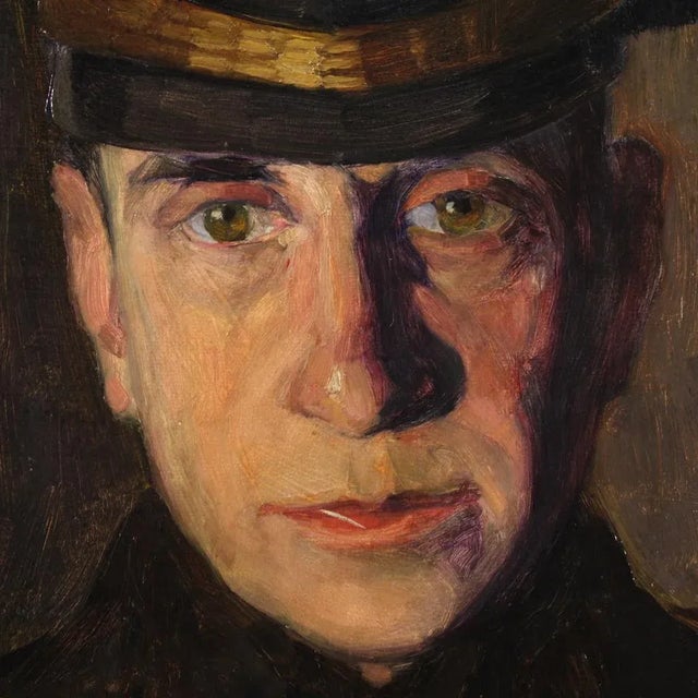 Vass E., Portrait of a Soldier, 1915, Oil on Cardboard For Sale - Image 12 of 16