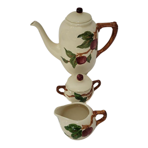 Franciscan China Apple Pattern Coffee Pot Sugar & Creamer - 3 PCS