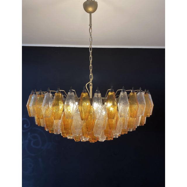 Amber & Clear Poliedri Murano Glass Ceiling Light, 1990s For Sale - Image 13 of 18