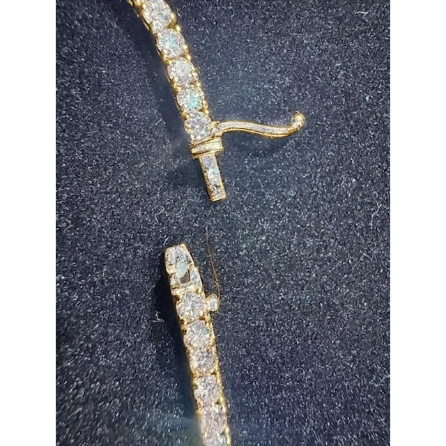14k Yellow Gold Natural Diamond Tennis Necklace 11.8 Ct For Sale - Image 4 of 6