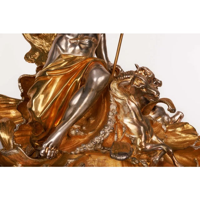 Bronze Monumental Silvered and Gilt-Bronze Glass Centerpiece of "Poseidon" For Sale - Image 8 of 16