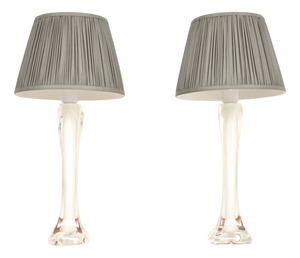 Vintage Swedish Glass Table Lamps by Paul Kedelv for Flygsfors, 1960, Set of 2