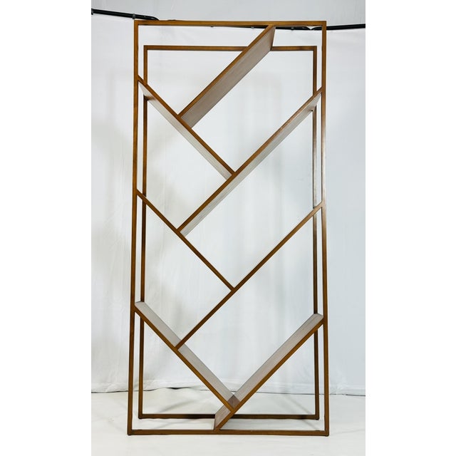 Wood Danish Modern Geometric Wood Étagère Open Display Bookcase, Mid-Century Style For Sale - Image 7 of 17