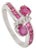 Exquisite Pure 925 Silver Ruby Bypass Ring With Diamond - Size 8 For Sale