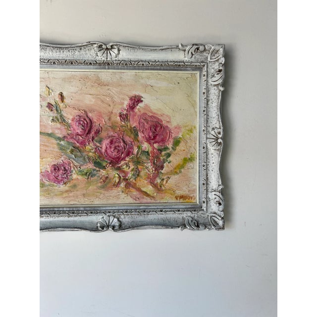 Red 70's V Muoio Heavy Impasto Impressionist Still Life Painting For Sale - Image 8 of 12