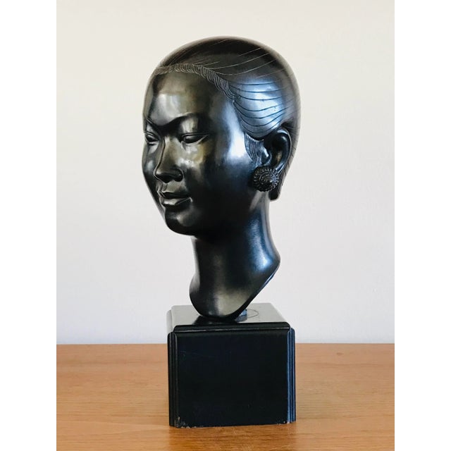 Realism Nguyen Thanh Le (Vietnamese, 1919-2003) Bronze Head of a Woman For Sale - Image 3 of 13