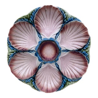 Majolica Oyster Plate Sarreguemines Digoin, Circa 1920 For Sale