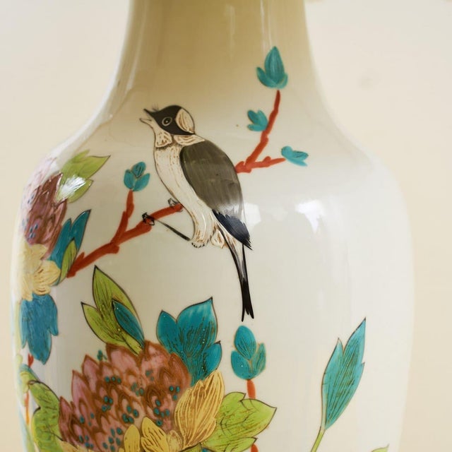 Limoges Floral Motif Porcelain Lamp For Sale - Image 9 of 10