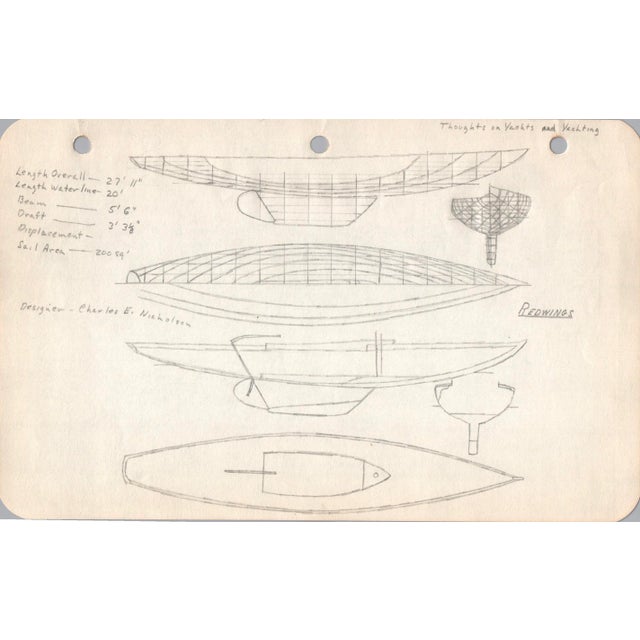 Mid-Century Modern 1940s Maine Marine Architectural Drawing on Paper For Sale - Image 3 of 3