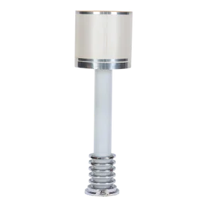Italian Mid-Century Modern Floor Lamp in Polished Chrome and Opaline Glass with Lighted Cylinder and Ivory Satin Shade
