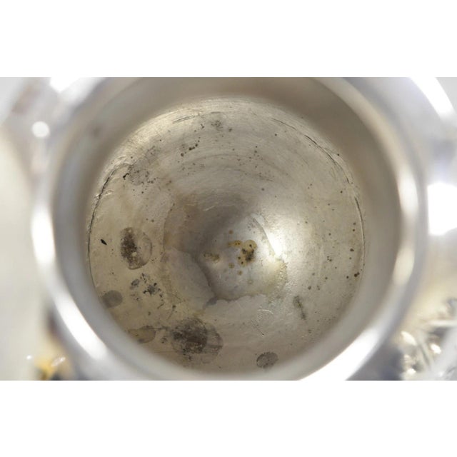 Vintage Victorian Silver Plated Floral Repousse Tea Kettle Teapot W/ Monogram For Sale - Image 10 of 15