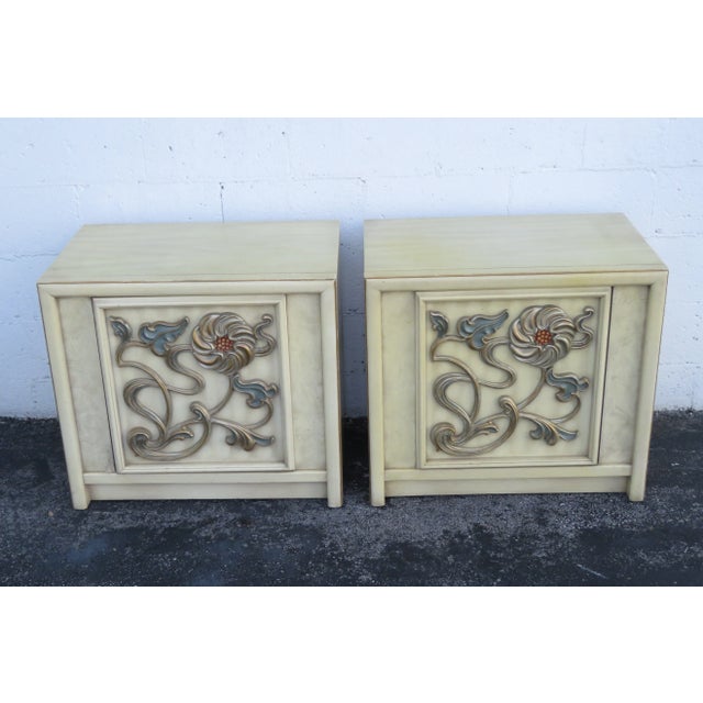 Hollywood Regency Pair of Painted Nightstands Side End Tables For Sale - Image 13 of 13