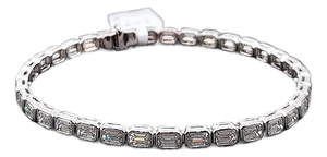 6.54 Ct Emerald Cut East-West Bezel Set Tennis Bracelet