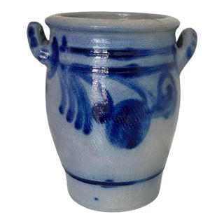 1930s German Westerwald Salt-Glazed Stoneware Farmhouse Crock For Sale