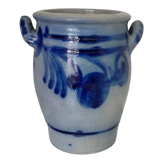 1930s German Westerwald Salt-Glazed Stoneware Farmhouse Crock For Sale