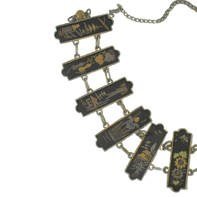 Traditional Vintage Japanese Niellowork Bracelet 1940s For Sale - Image 3 of 7