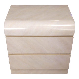 1980's Pastel Marble Pattern Laminate Waterfall Nightstand For Sale