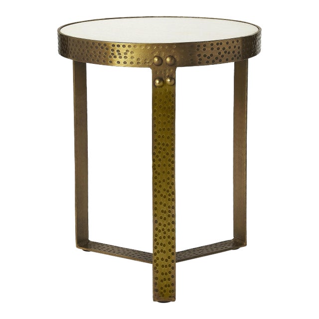 Elton Marble & Metal Accent Table, Gold For Sale