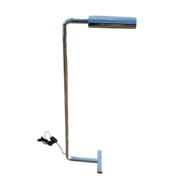 Early 21st Century Tubular Chrome Modern T Base Floor Lamp For Sale - Image 5 of 11