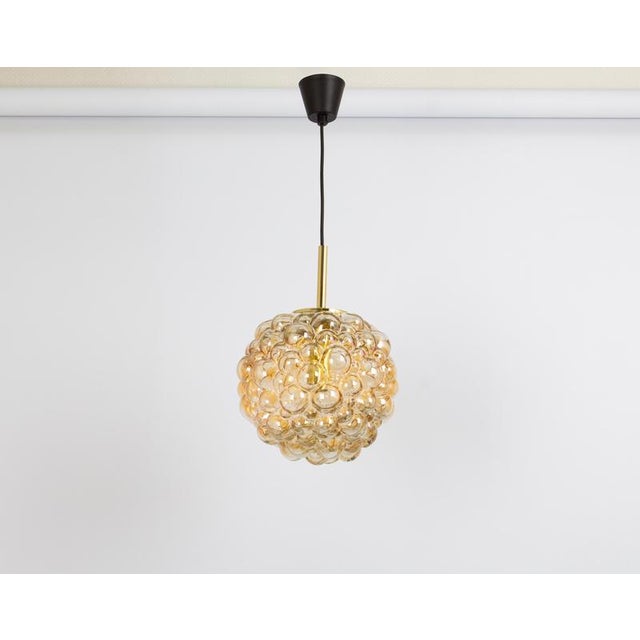 Large Amber Bubble Glass Pendant by Helena Tynell for Limburg, 1970s For Sale - Image 3 of 9