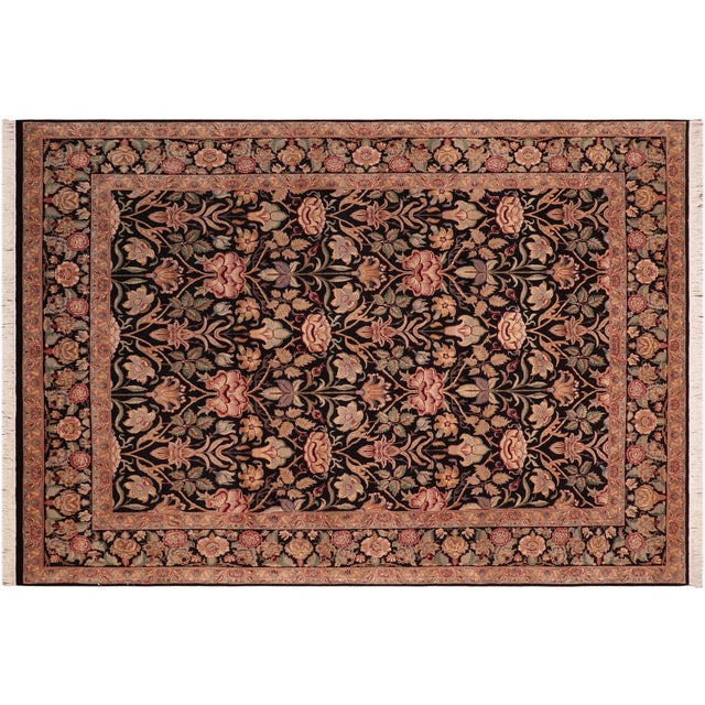 Black Art Nouveau Pak-Persian Black/Red Wool Rug - 8'1'' X 10'1'' For Sale - Image 8 of 9
