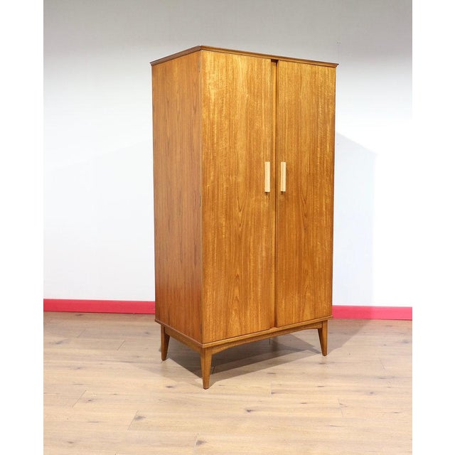 Wood Mid Century Modern Teak Wardrobe Armoire by Alfred Cox Danish Style For Sale - Image 7 of 15