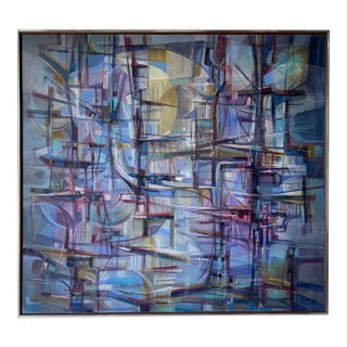 1970’s Oswaldo Gutierrez (1917– ) Cuban Expressionist Abstract Oil on Canvas Painting For Sale