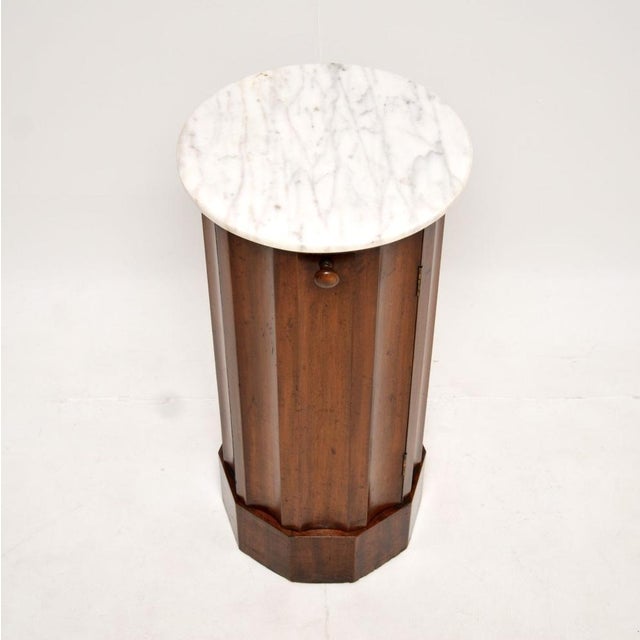 Wood Antique Victorian Marble Top Cylinder Pedestal Cabinet, 1840s For Sale - Image 7 of 11