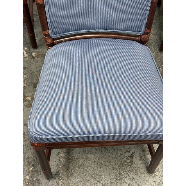 Blue Orlando Diaz-Azcuy for McGuire Furniture Target Back Upholstered Chairs, Set of Four For Sale - Image 8 of 12