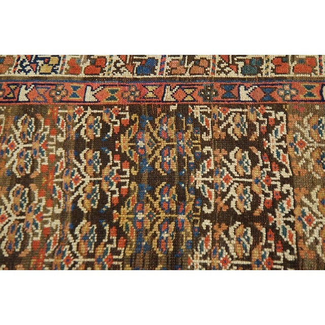Early 20th Century 1900s Brown Geometric Tribal Antique Nw. Persian Kurdish Rug 4' X 9'6" Handknotted Wool Carpet For Sale - Image 5 of 6