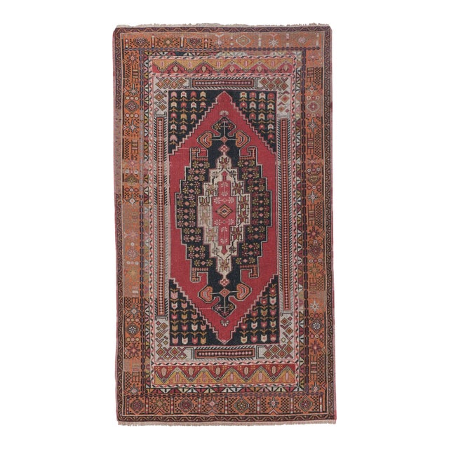 Vintage Hand Knotted Turkish Oushak Rug 4'4" X 7'6" For Sale
