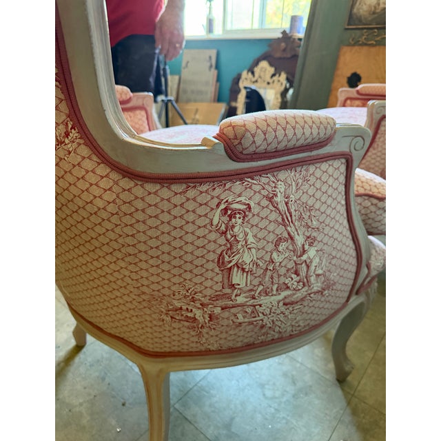 Pair of Mid 20th Century French Bergere Chairs For Sale In Monterey, CA - Image 6 of 8