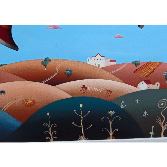 Blue Anton Arkhipov Enamored Original Russian Painting With Custom Frame Art Artwork For Sale - Image 8 of 11