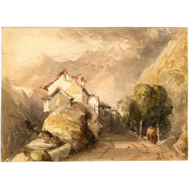 An original mid-19th-century watercolour painting, Thomas Miles Richardson Jnr, Alpine Road.This beautiful small Alpine...