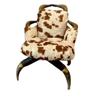 Antique Victorian Texas Long Horn Slipper Chair For Sale