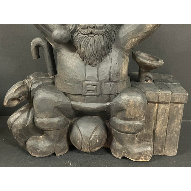 Late 20th Century Vintage Hand Carved Wooden Santa Claus Paper Mache Molding Block Sculpture For Sale - Image 5 of 10