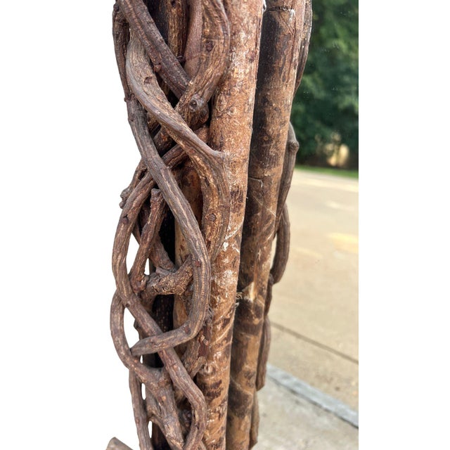 Vintage Rustic Woven Branch & Twig Wall Mirror For Sale - Image 10 of 11