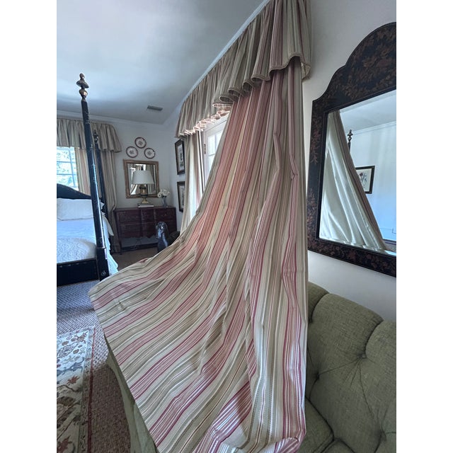 Traditional Pristine Custom Drapes W/Valances. 6 Panels, 3 Valances, 3 Layers (Face, Flannel & Lining) For Sale - Image 3 of 15