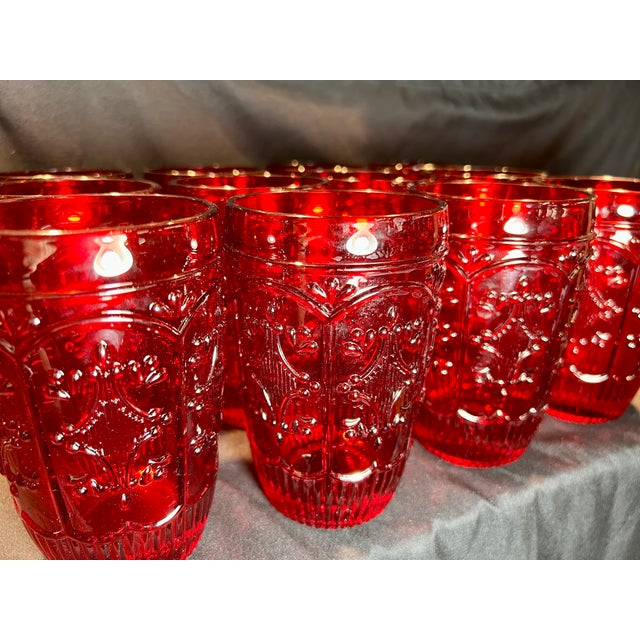 American Red Fitz and Floyd Trestle Glasses - Set of 12 For Sale - Image 3 of 5