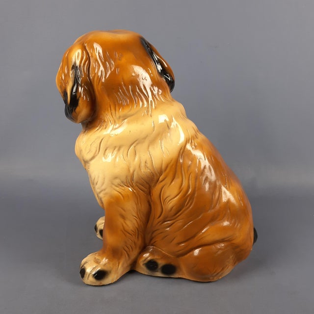 Brown St. Bernard Dog Sculpture in Plaster, 1970s For Sale - Image 4 of 11
